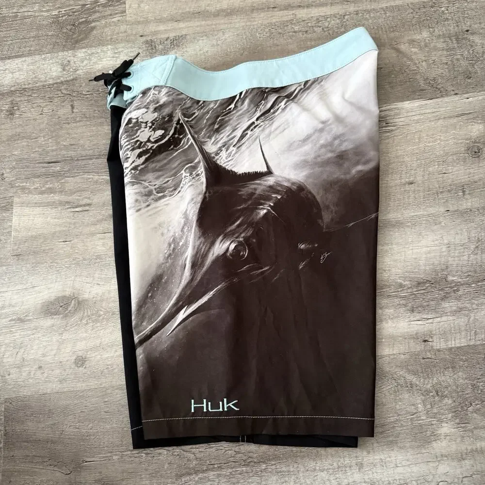 Huk Fishing Board Shorts Mens 34 Performance Fabrics Stretch Quick Dry Sailfish